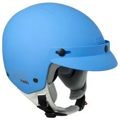 Casco Jet Moto Kinder CGM 204A Kuba Lächeln Blau Matte Mit Aufkleber