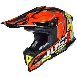 Just1 Casco Moto Cross Enduro Just One Carbon-Färbung Aster Orange