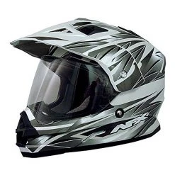 Casco Moto Integral Doppelsport Afx FX-39DS Färbung Silber Streik