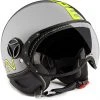 Casco Moto Momo Design Jet-Kämpfer EVO Grau Metallic Gelb Fluoreszierend
