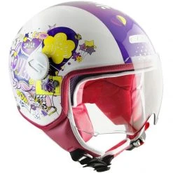 CGM Kinder Jet Helm CGG 205g MAGIC COMICS Weißes Pinkfarbenes Visier