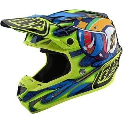 Troy Lee Designs Cross Enduro Motorradhelm Aus Troy Fiber Lee Designs SE4 Composite Eyeball Navi Gelb