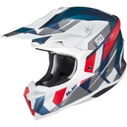 Cross Enduro Motorradhelm HJC I50 VANISH MC21SF Weiß Blau Rot Matt