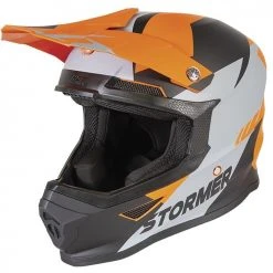 Cross Enduro Stormer Force Squad Motorradhelm Orange Grau Schwarz