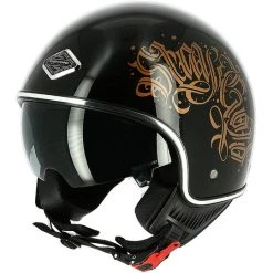 Demi Jet Motorradhelm Custom Astone MINIJET 66 Black Glossy Letters