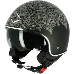 Demi Jet Motorradhelm Custom Astone MINIJET 66 Mandala Mattschwarz