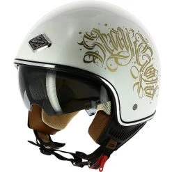 Demi Jet Motorradhelm Custom Astone MINIJET 66 White Letters Polished