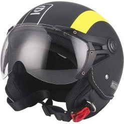 Demi-Jet Motorradhelm Domed Visier BHR Sparco SP501 Schwarz Gelb