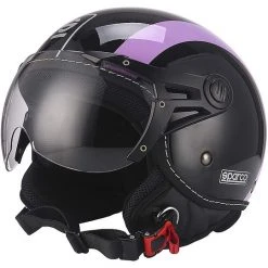 Demi-Jet Motorradhelm Domed Visier BHR Sparco SP501 Schwarz Lila