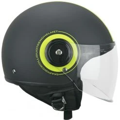 Demi-Jet Motorradhelm Ska-P 1WG WOLLI DUO Langes Visier Schwarz Gelb Fluo Matt