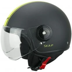 Demi-Jet Motorradhelm Ska-P 1WG WOLLI DUO Shaped Visor Graphite Black Matt Fluo Yellow