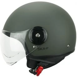 Demi-Jet Ska-P 1WG WOLLI DUO Motorradhelm Matt Grün Schwarz Visier