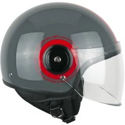 Demi-Jet Ska-P 1WG WOLLI DUO Motorradhelm Rot Graphit Langes Visier