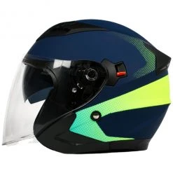 Doppelvisier Motorradhelm Jet BHR 809 Double Matt Blau Gelb