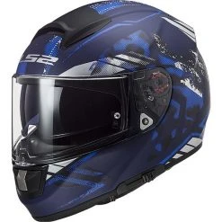 Full Face Motorradhelm In HPFC Ls2 FF397 VECTOR EVO Blau Matt Schablone