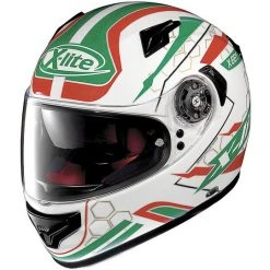 Integral Motorradhelm X-Lite X-661 HonigComb N-Com 39 Metall Weiß Weiß Grün Rot