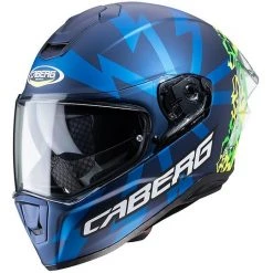 Integraler Motorradhelm Caberg DRIFT Evo STORM Matt Blau Gelb Grün Fluo