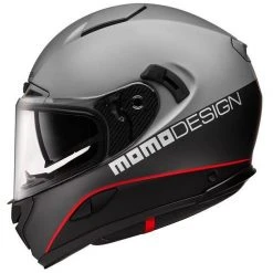 Integraler Motorradhelm Momo Design HORNET Grau Asphalt Rot Schwarz