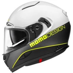 Integraler Motorradhelm Momo Design HORNET White Asphalt Yellow Fluo
