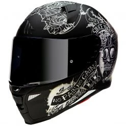 MT Helmets Integraler Motorradhelm Mt Helm REVENGE 2 Skull & Roses A1 Matt Schwarz