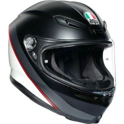 Integralhelm Aus Fiberglas AGV K6 Multi MINIMAL Schwarz Weiß Rot Matt