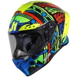 Integrierter Motorradhelm Aus Carbon Just1 J-GPR TRIBE Blue Yellow Fluo Carbon
