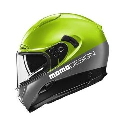 Integrierter Motorradhelm Aus Doppelvisier Aus Fiberglas Momo Design HORNET Gelb FLuo Silver Black Aufkleber Weiß