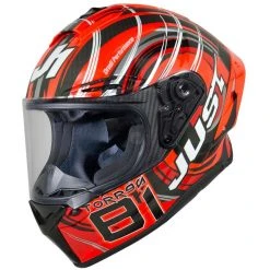 Integrierter Motorradhelm Aus Just1 Carbon J-GPR REPLICA TORRES DRUIDI Red Fluo Carbon