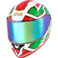 Integrierter Motorradhelm Givi 50.6 Sport Tiefweiß Rot Grün Doppelvisier