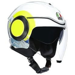 Jet Helm Doppelvisier Motorrad AGV ORBYT Multi SUNSET Weiß Gelb Fluo