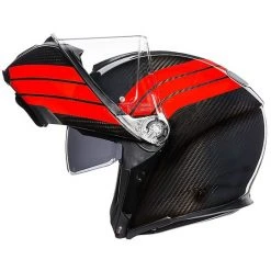 Modularer Carbon-Motorradhelm AGV Sportmodular Multi STRIPES Carbon Red