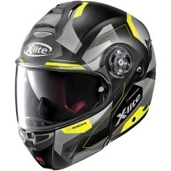 Modularer Motorradhelm Aus X-Lite Faser X-1004 DEDALON N-Com 032 Schwarz Matt Gelb