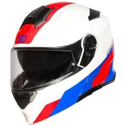 Origine Modularer Motorradhelm Origin DELTA Basic DIVISION Rot Blau Glänzend Weiß