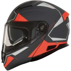 Modularer Motorradhelm Vemar SHARKI S012 CUTTER NUDE Grau Rot Fluo