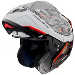 MT Helmets Modularer Motorradhelm Zugelassener P / J Mt Helm ATOM Sv GEÖFFNET B5 Weiß Schwarz Rot Glänzend