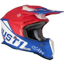 Moto Cross Enduro Helm Aus Just1 J18 VERTIGO Fiber Blau Weiß Rot