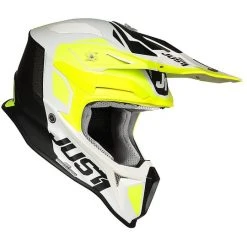 Moto Cross Enduro Helm In Just1 J18 PULSAR Fiber Fluo Gelb Weiß Matt Schwarz