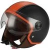 Moto Jet Helm BHR 801 D Leder Bicolor Schwarz Orange