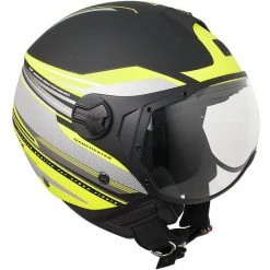 Moto Jet-Helm Mit Visier CGM Sagomata 107x Manchester Matt-Schwarz-Gelb