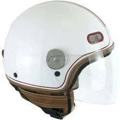 Motorrad Helm Jet CGM GLOBO Vintage Weiß Bordeaux Langes Visier