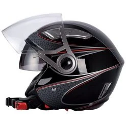 Motorrad Helm Jet Doppel Visor BHR 709 Doppel Comp Schwarz
