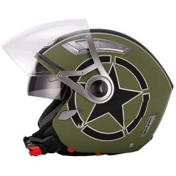 Motorrad Helm Jet Doppel Visor BHR 709 Double Star Grün