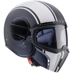 Motorrad-Sturzhelm Jet-Faser Mit Abnehmbarer Caberg Chin Geist Legende Matt Schwarz Weiss