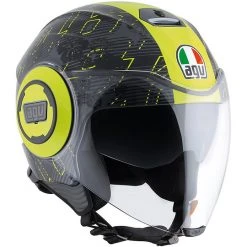 Motorrad-Sturzhelm Jet Flüssigkeit Agv 2017 Doppel Visier Top Hibiscus Gelb Anthrazit