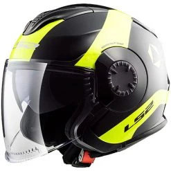Motorrad-Sturzhelm Jet OF570 Ls2 Towards Technik Doppel Visor Schwarz Gelb Fluoreszierend