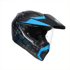Motorradhelm Cross Enduro Carbon AGV AX9 Multi PACIFIC ROAD Mattschwarz Cyan