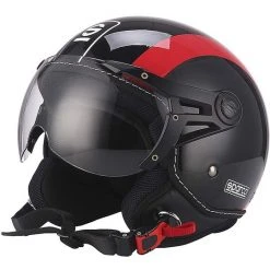 Motorradhelm Demi-Jet Domed Visier BHR Sparco SP501 Schwarz Rot