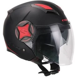Motorradhelm Double Jet Visier CGM 129x ILLINOIS SPORT Schwarz Rot Matt