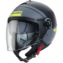 Motorradhelm Jet Caberg RIVIERA V4 ELITE Matt Schwarz Anthrazit Gelb