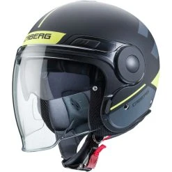 Motorradhelm Jet Caberg UPTOWN LOFT Matt Schwarz Anthrazit Gelb Fluo